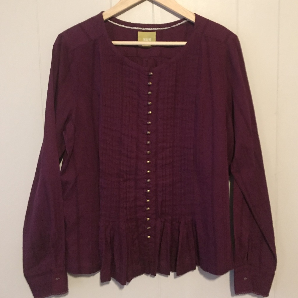 Maeve Anthropologie Pleated Blouse Size Large